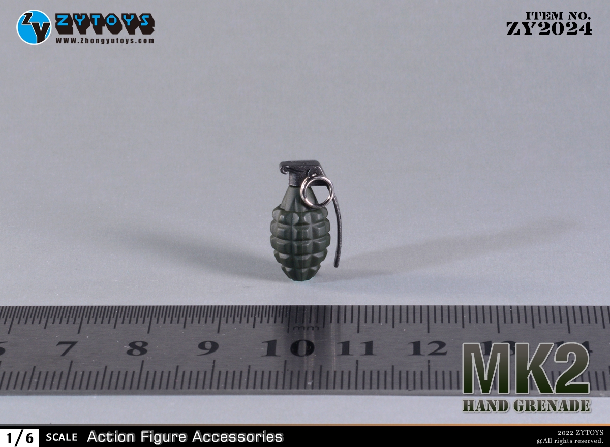 ZYTOYS ZY2024 1/6比例兵人配件 美军MK2手榴弹 模型(图1)