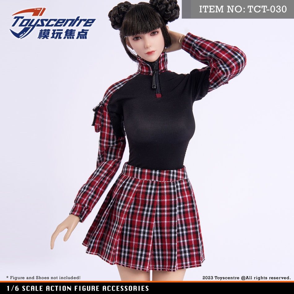 TCT-030 女款 1/6 红色格仔 上衣+JK 裙子套装 