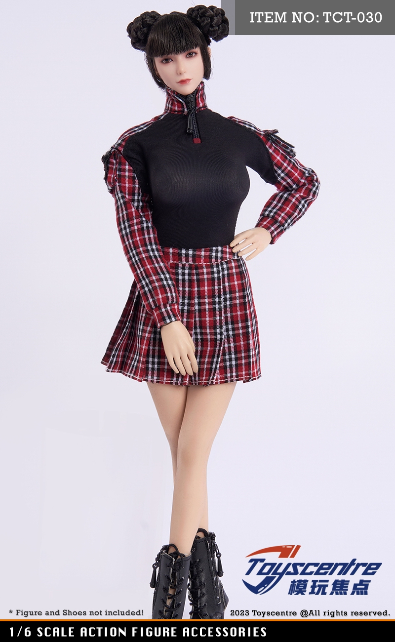 TCT-030 女款 1/6 红色格仔 上衣+JK 裙子套装 (图4)