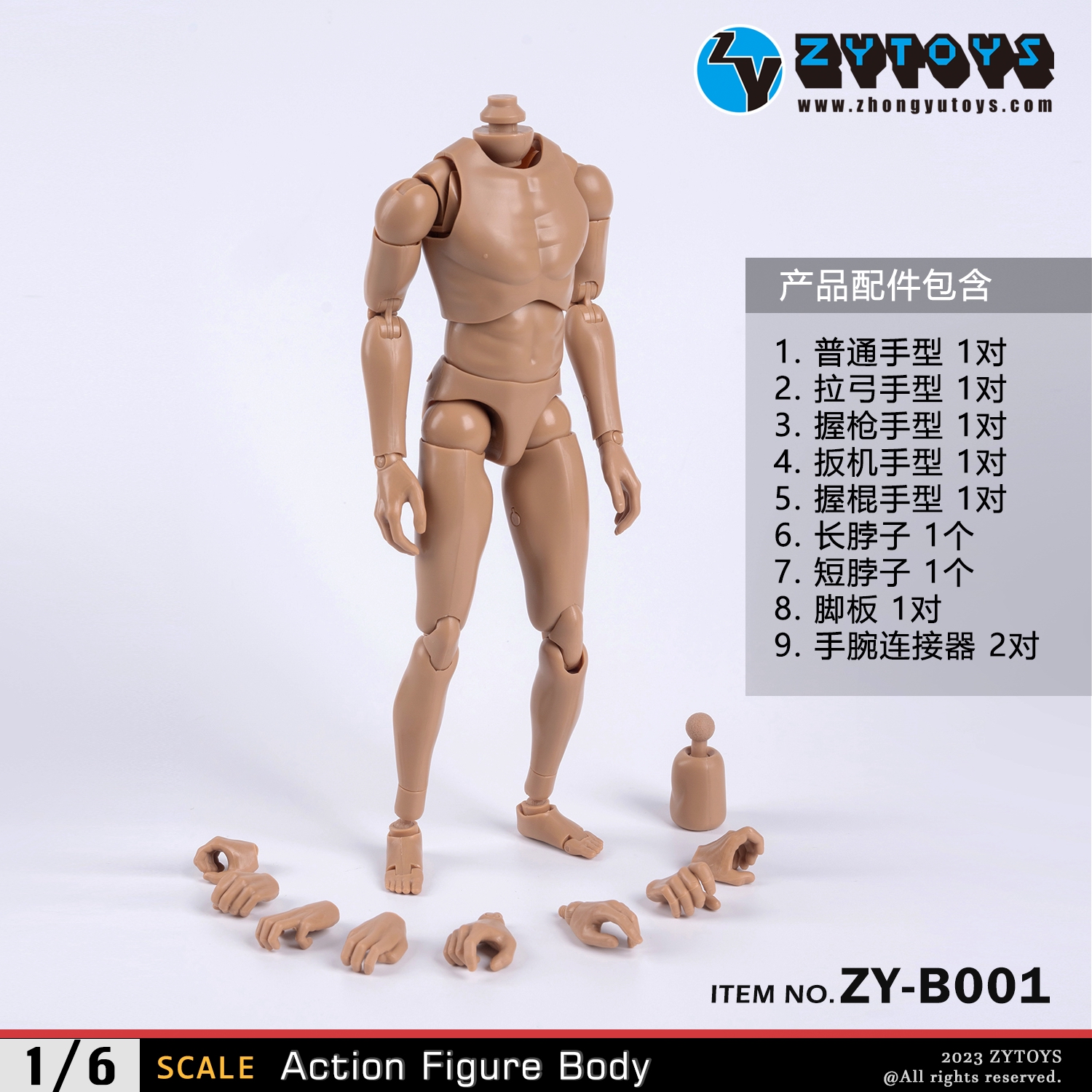 ZYTOYS 1/6 男款 BODY 素体 ZY-B001 改款版 黄肤色 窄肩(图2)
