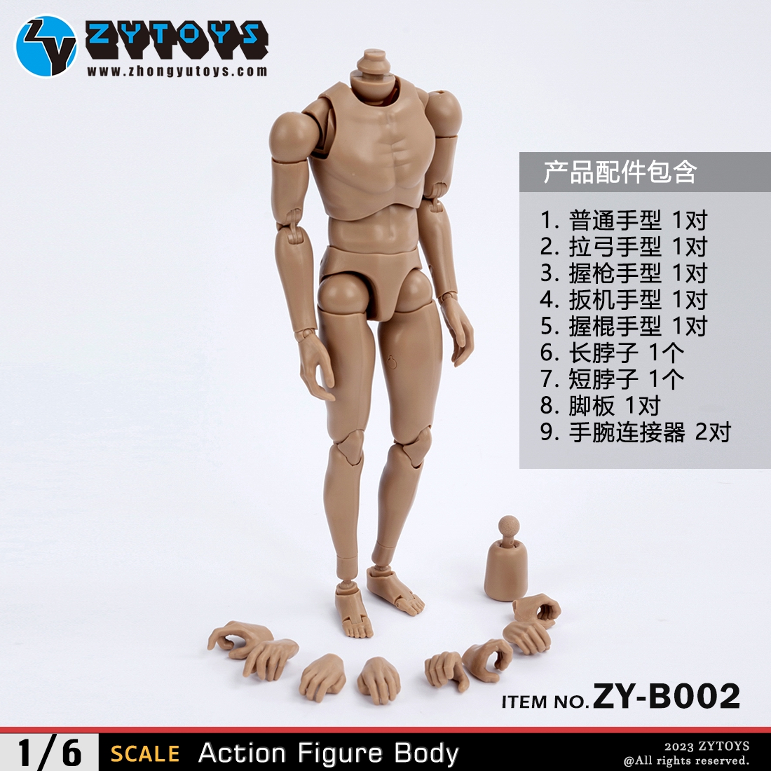 ZYTOYS 1/6 男款 BODY 素体  ZY-B002 改款版 黄肤色 宽肩(图2)