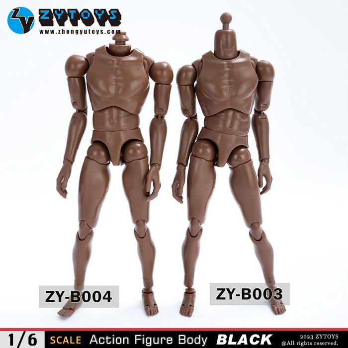 ZYTOYS 1/6 男款 BODY 素体 ZY-B003&B004改款版 黑肤色 窄肩&宽肩