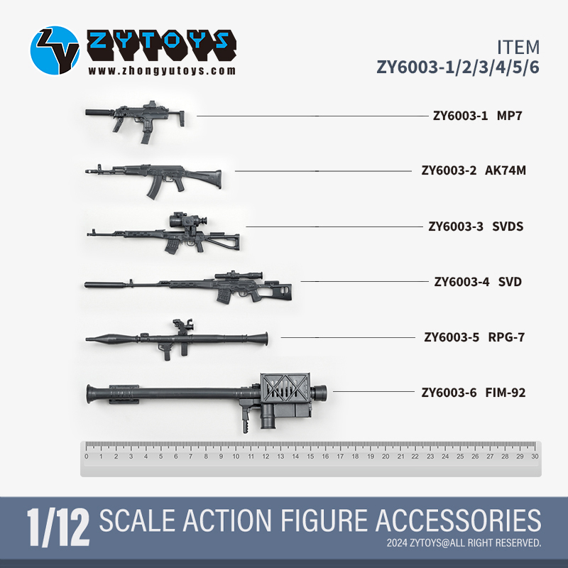 ZYTOYS 1/12武器系列 第二弹（无上色，黑色版）(图27)