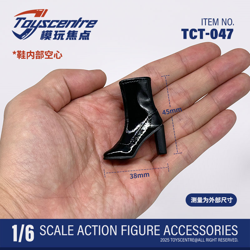 TCT-047女兵人1/6短靴 方头粗跟 女高跟鞋
