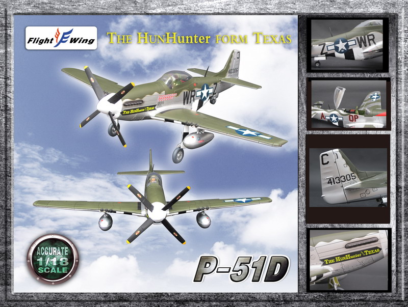 Flight Wing 1/18 P51D P51 战斗机飞机模型(2个颜色)(图16)