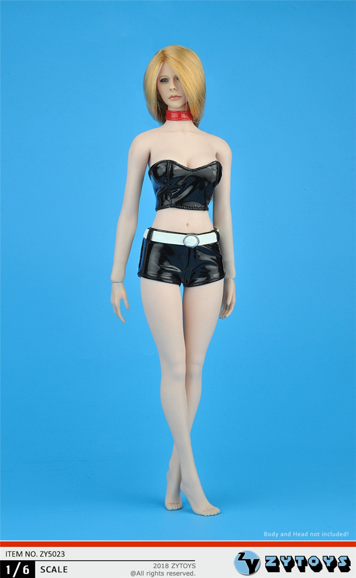 ZY5023--1/6 女式短皮衣热裤 套装(图2)