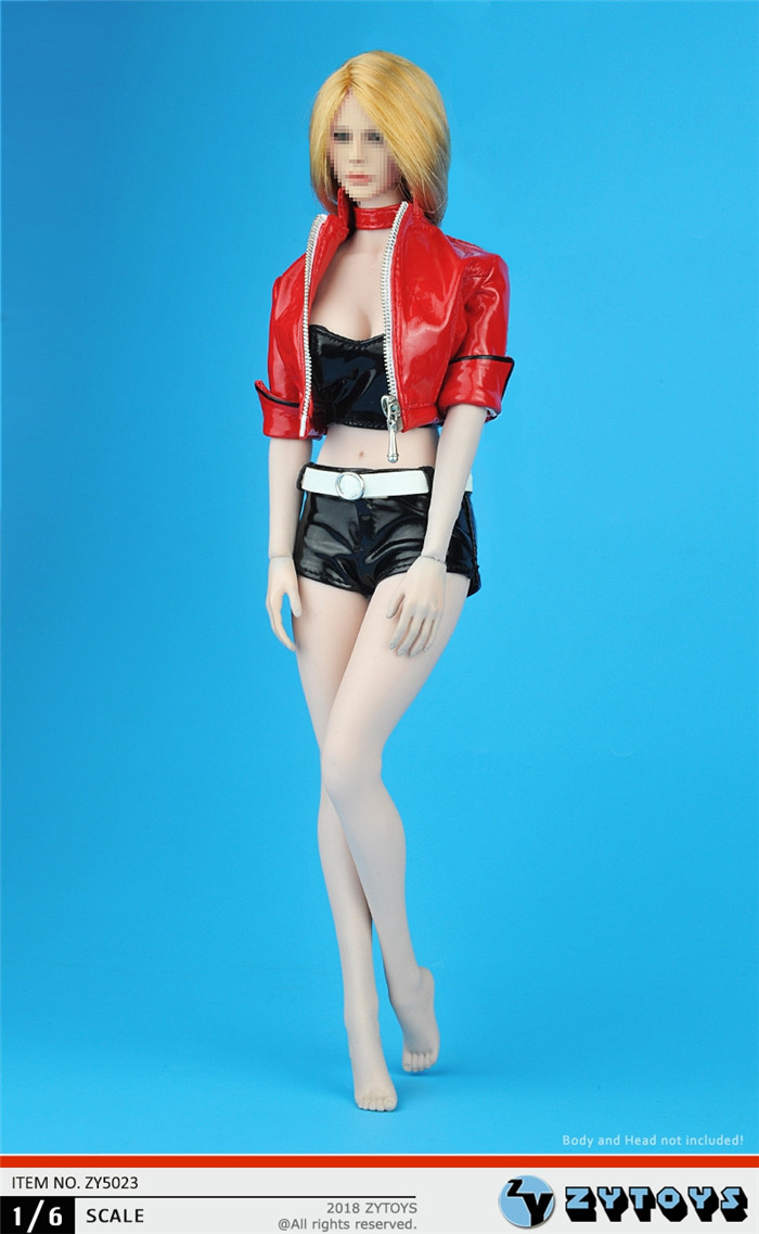 ZY5023--1/6 女式短皮衣热裤 套装(图4)