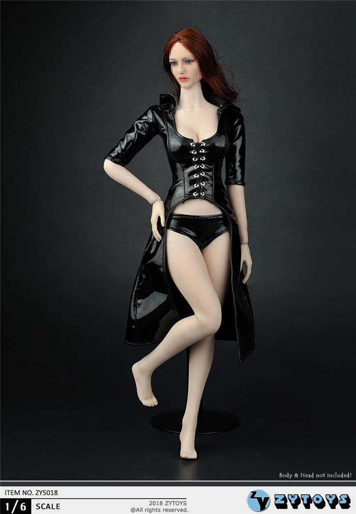 ZYTOYS 1/6比例 女装性感兜帽皮风衣 ZY5018(图8)