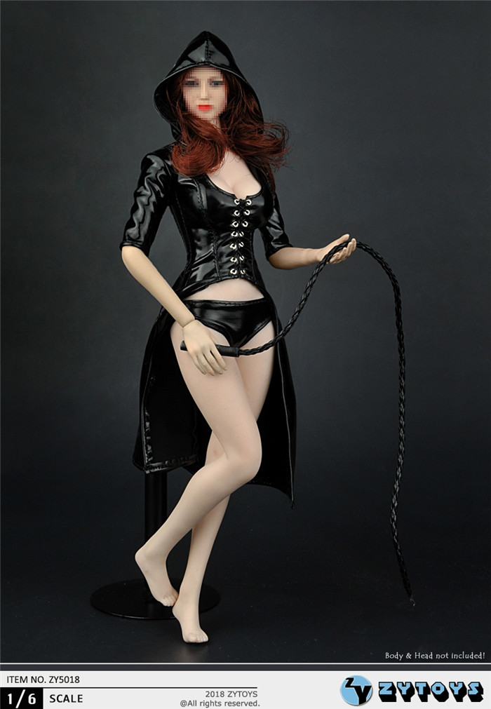 ZYTOYS 1/6比例 女装性感兜帽皮风衣 ZY5018(图3)