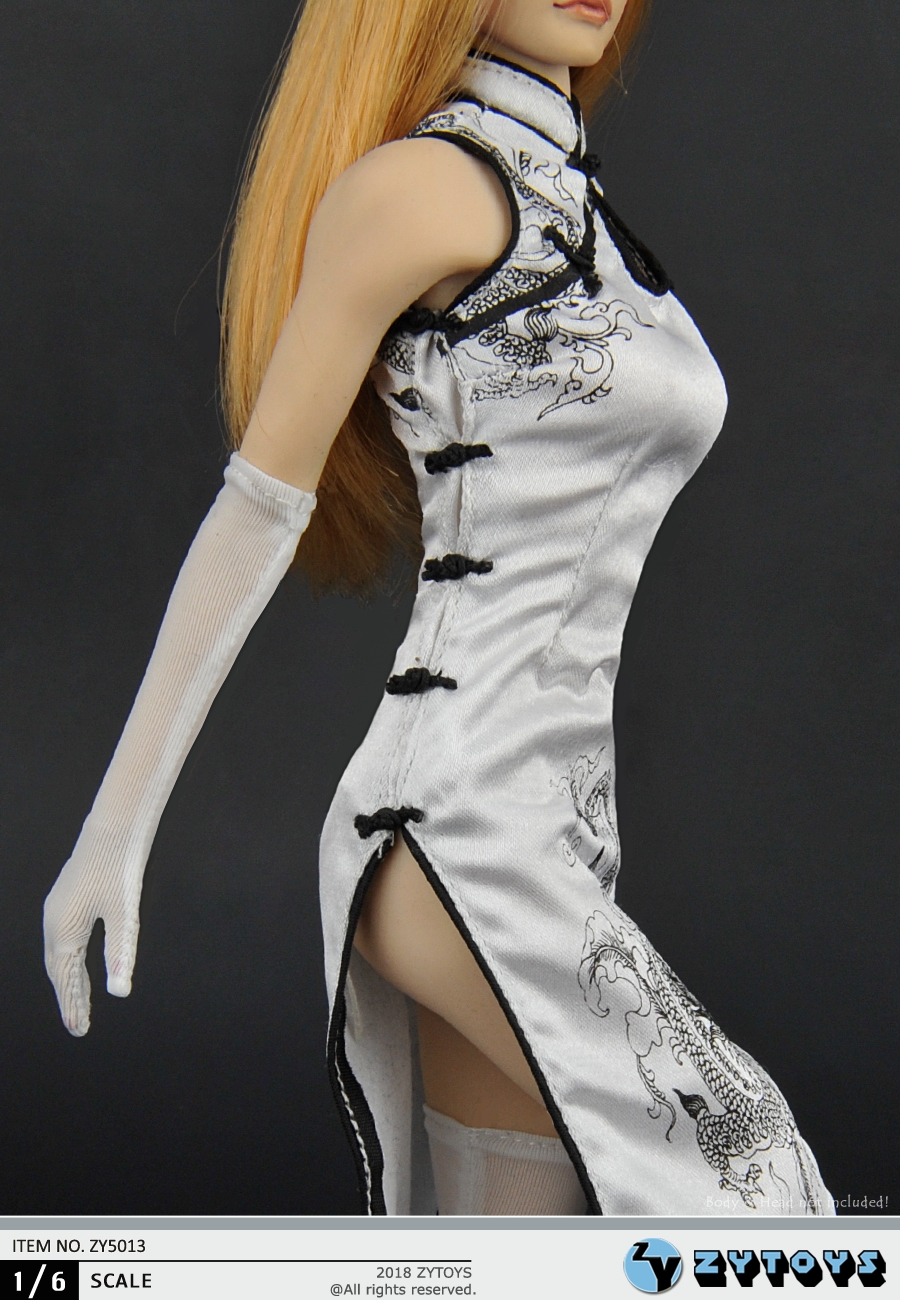 ZYTOYS 1/6 女装 白色龙纹旗袍 ZY5013(图4)