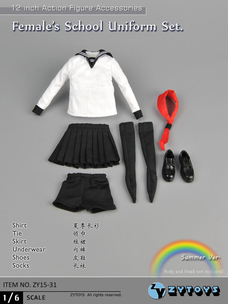 ZYTOYS - 1/6 女学生服套装 夏季白色长衫款 ZY15-31(图3)