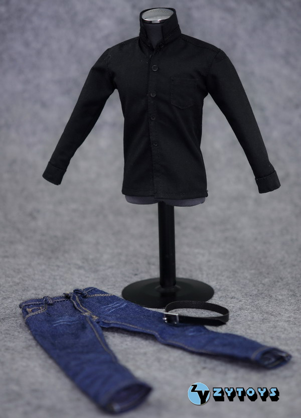 ZYTOYS - 1/6 黑色衬衣+牛仔裤套装(图2)