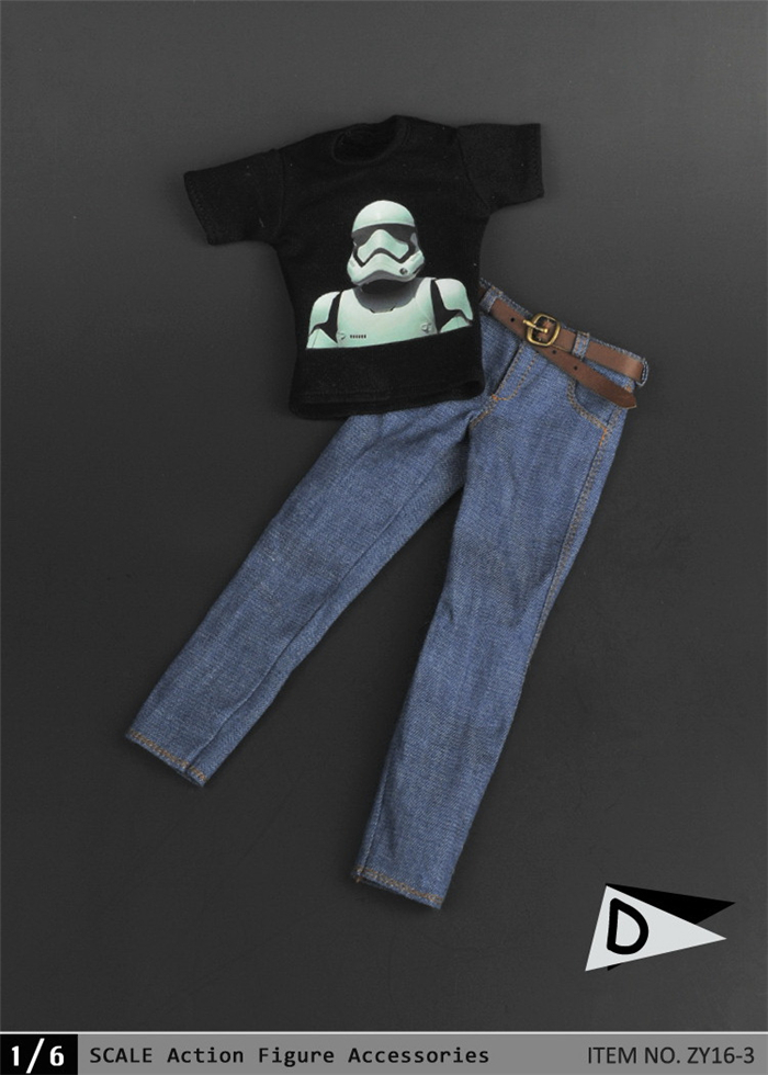ZYTOYS -黑色男式印花T恤+牛仔裤套装 四款 ZY16-3(图4)