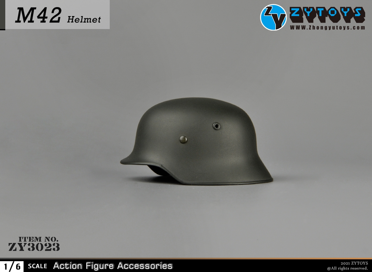 ZYTOYS 1:6 M42二战德军 ZY3023金属头盔模型(图1)