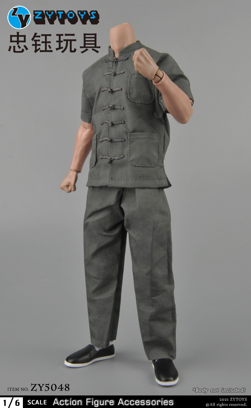 ZYTOYS 1:6 ZY5048 灰色短袖唐装衣服(图5)