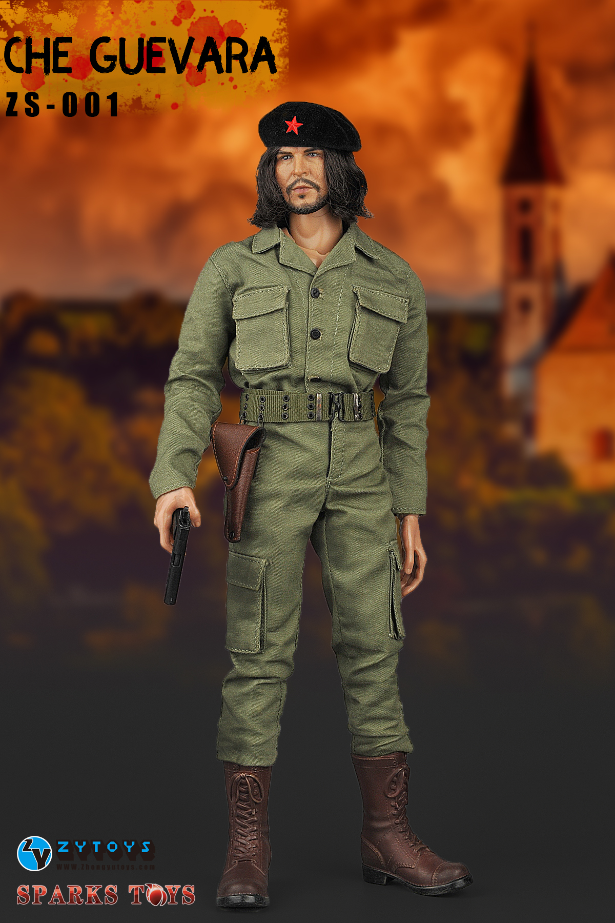 ZS-001 1/6比例 切古华拉 Che Guevara 双头雕可动人偶 (图9)